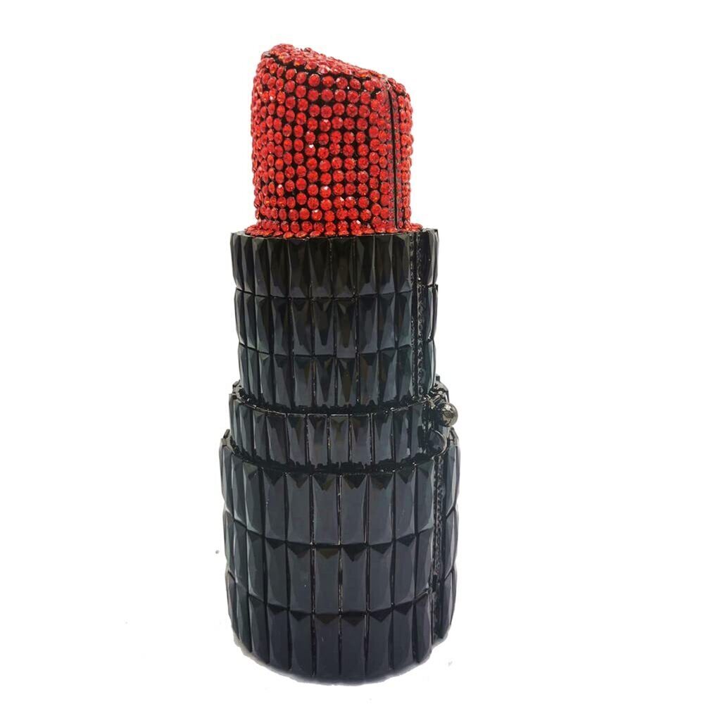 6293 Glittering Evening Bag Rhinestone Crystal Lipstick Shape Evening